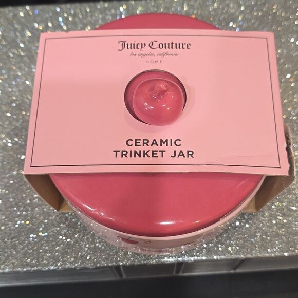 Juicy Couture Home Ceramic Trinket Jar w/Heart Cherries & Bows - Picture 4 of 5